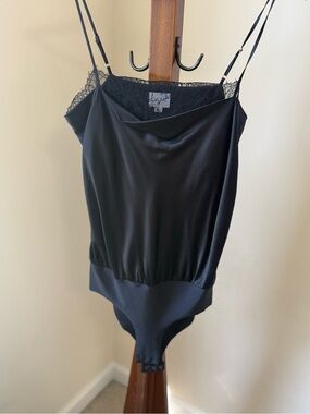 Cami NYC Black Lace-Trim Slip Bodysuit